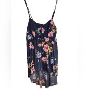 3/$12 Torrid Blue Floral Tank Top Size 00 (M/L)
